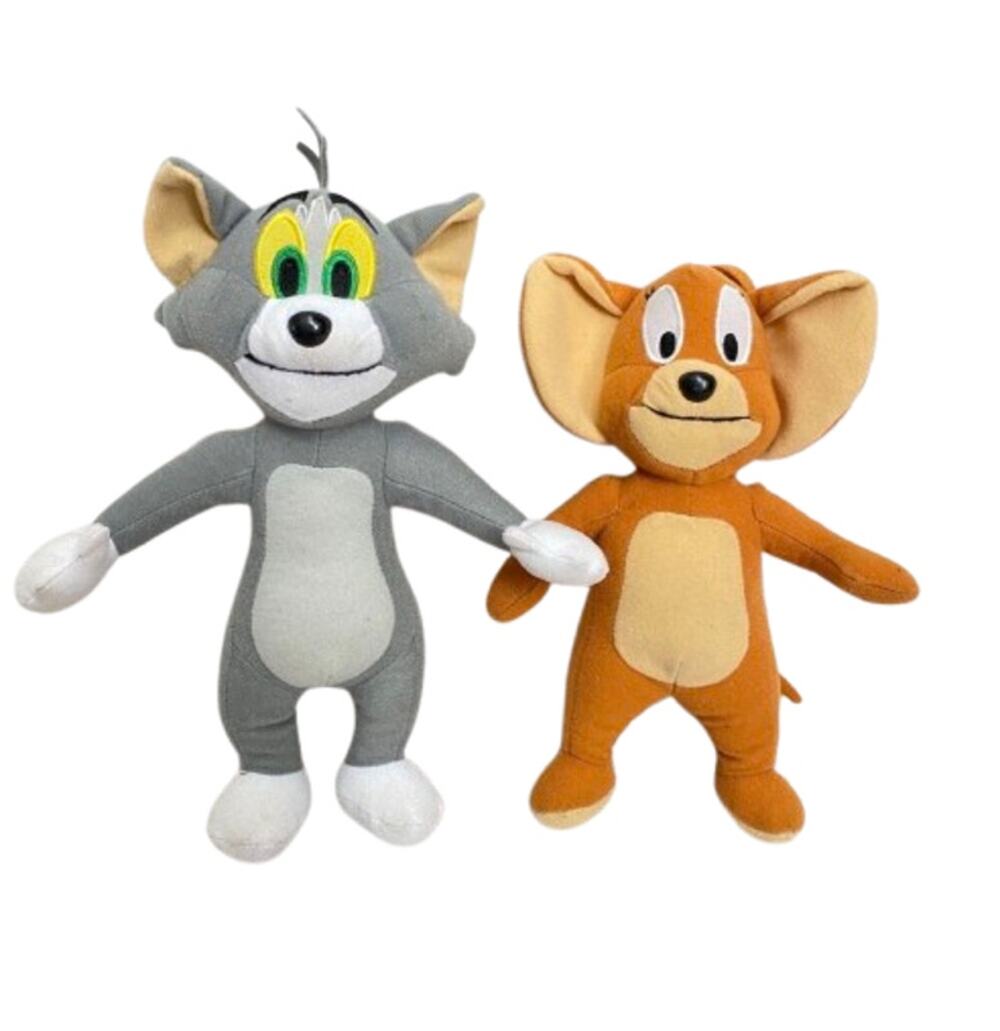 TOM AND JERRY Plush Toy Set Cat Mouse Stuffed Animal 10" 9" Figure Pair Cartoon
